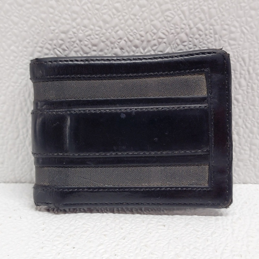 Burberry Black Bi-Fold Wallet Leather & Canvas